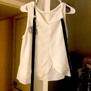 White blouse with black ribbon